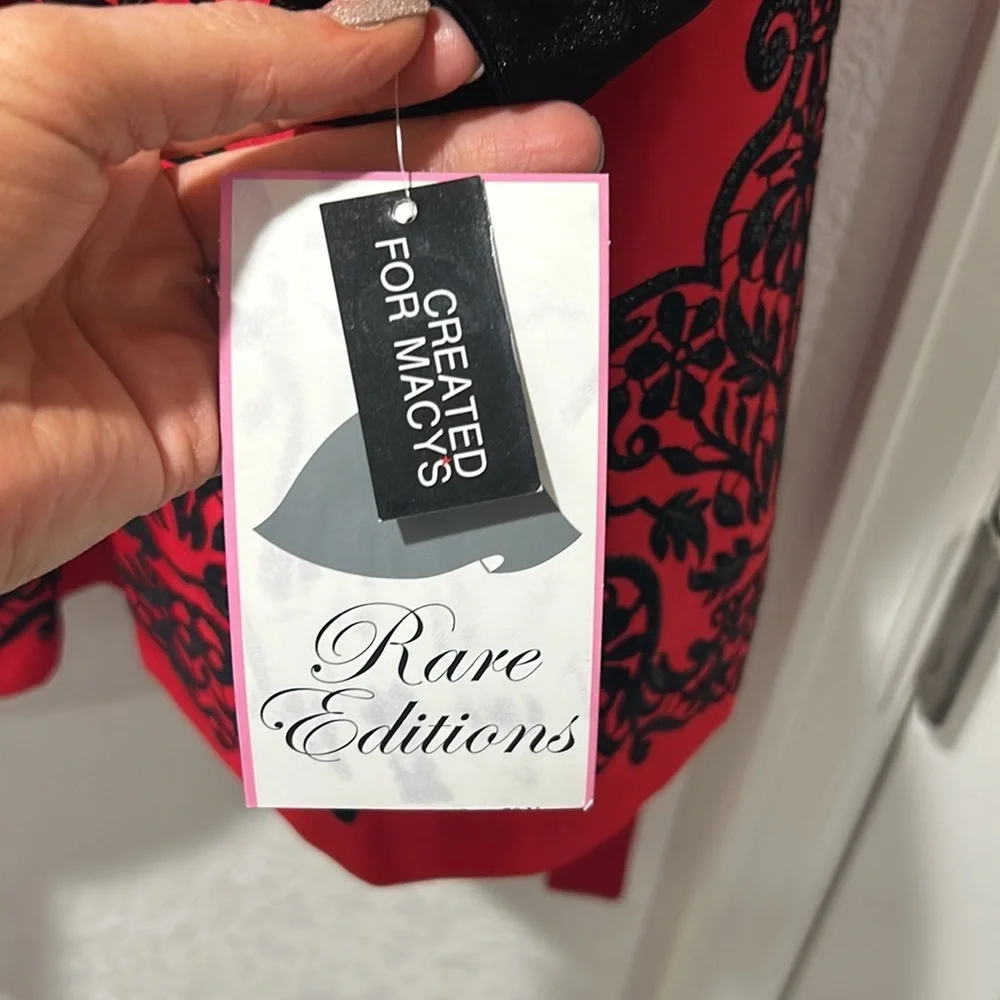 Rare Editions Velvet Flocked Satin Dress
